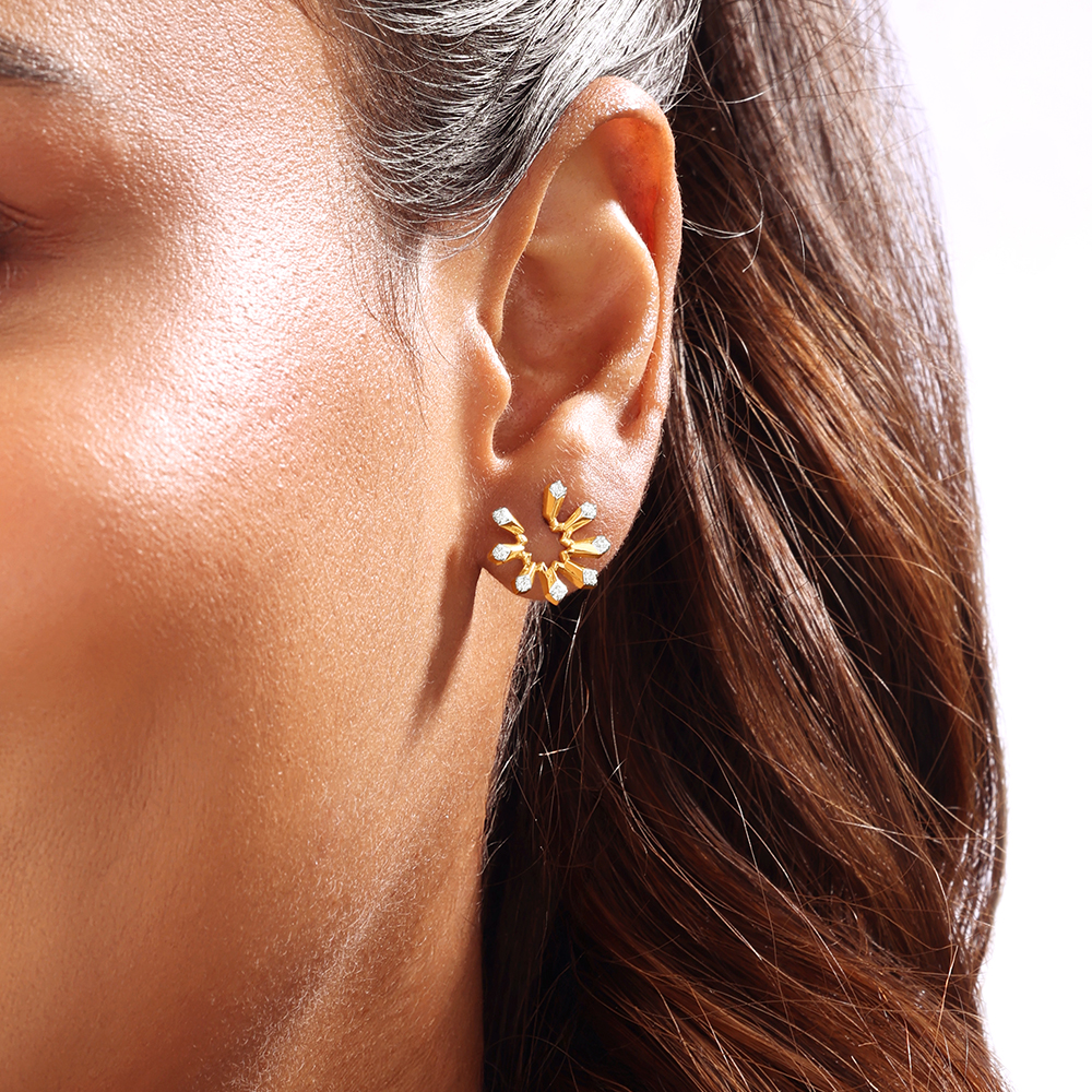 Radiant Sunburst Diamond Stud Earrings,,hi-res image number null