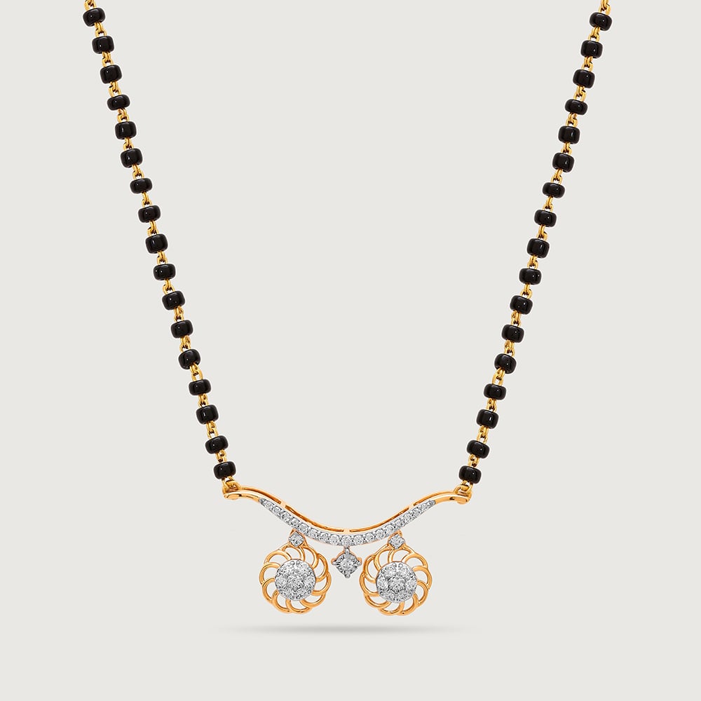 Floral Symphony 18 KT Gold and Diamond Vati Mangalsutra,,hi-res image number null