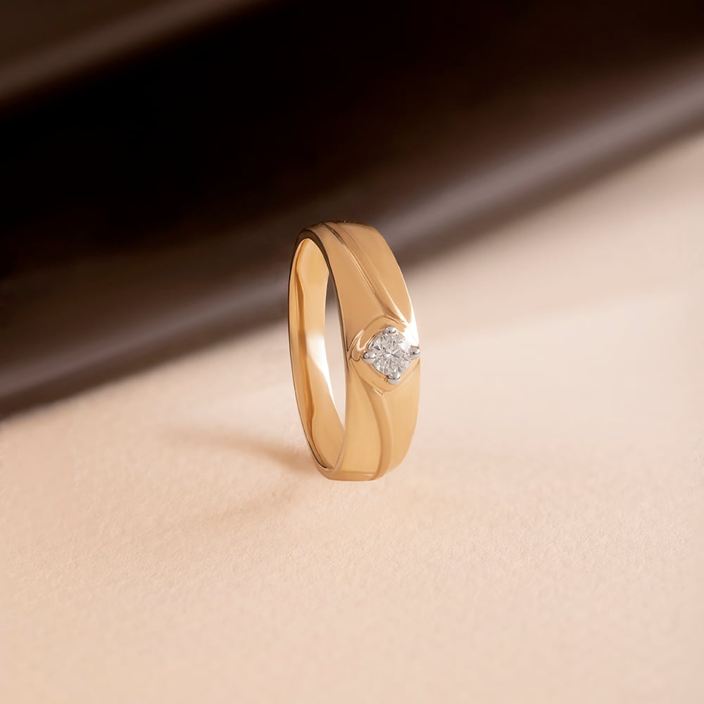 Twisted Vibe Gold & Diamond Finger Ring for Men,,hi-res image number null