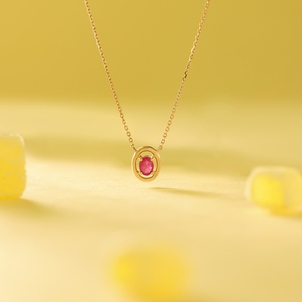 Vibrant Sleek Ruby Gold Necklace,,hi-res image number null