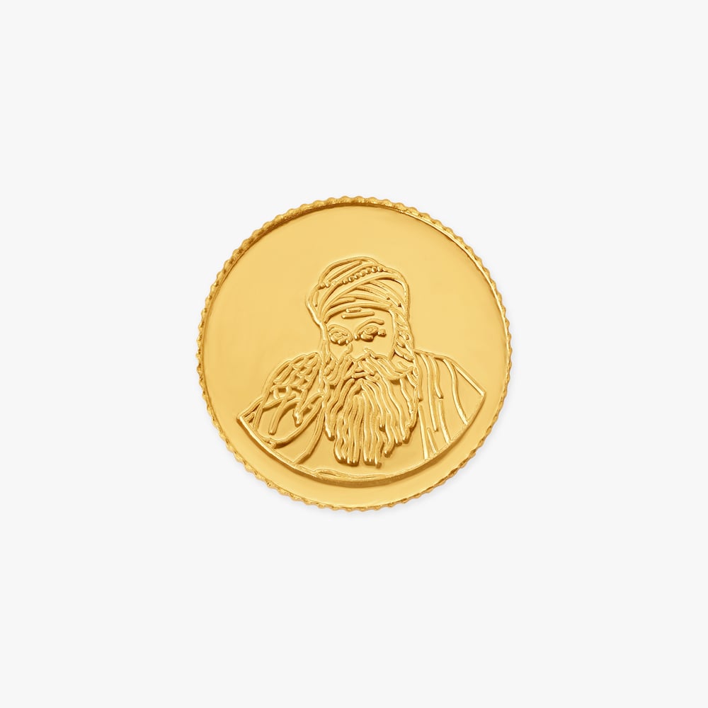 5 gram 24 Karat Gold Coin with Guru Nanak Design