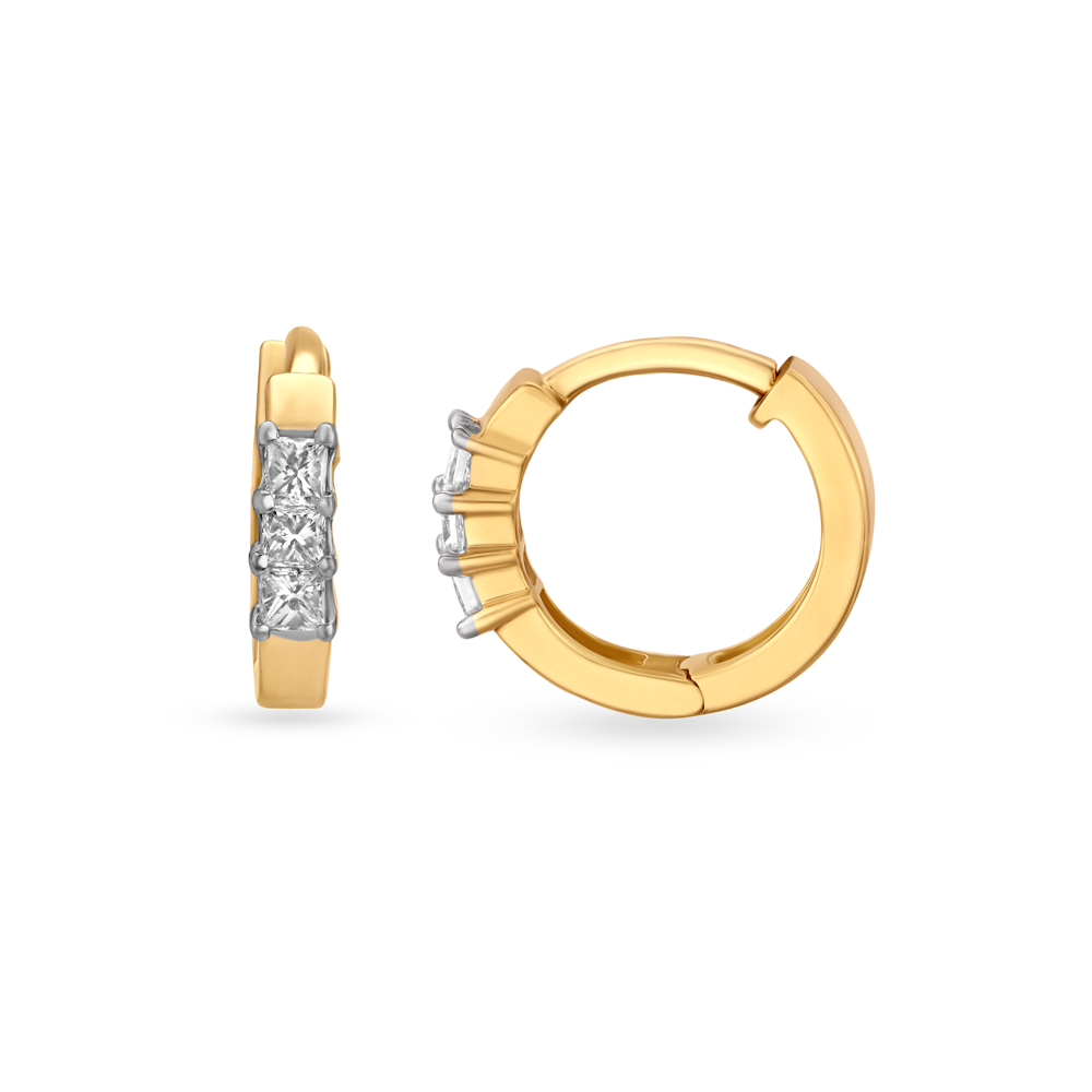 Petite Diamond and Gold Hoop Earrings