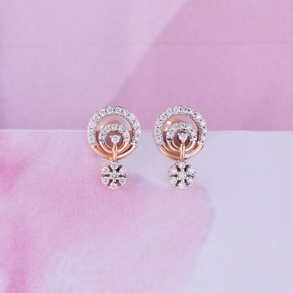 Radiant Cascade Gold & Diamond Stud Earrings,,hi-res image number null