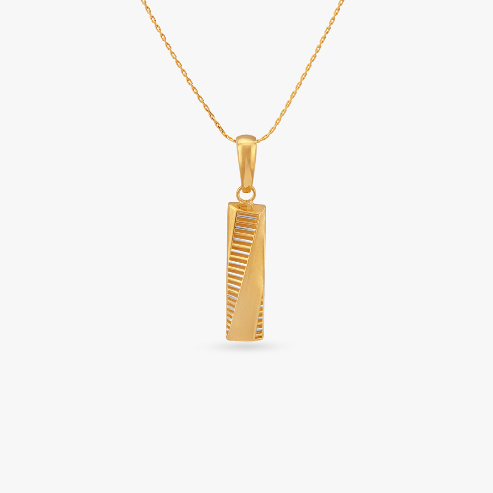 Stripe Flow Gold Pendant and Earring Set,,hi-res image number null