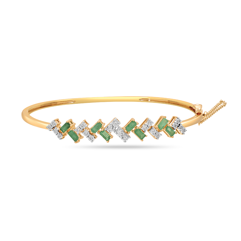 14KT Yellow Fold Radiant Splendour Emerald Bangle,,hi-res image number null