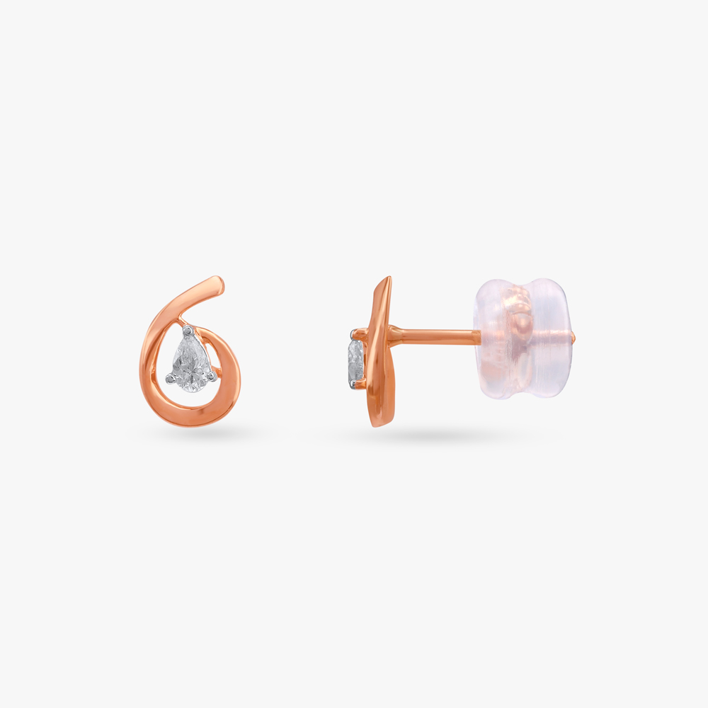 Gilded Teardrop Diamond Stud Earrings,,hi-res image number null