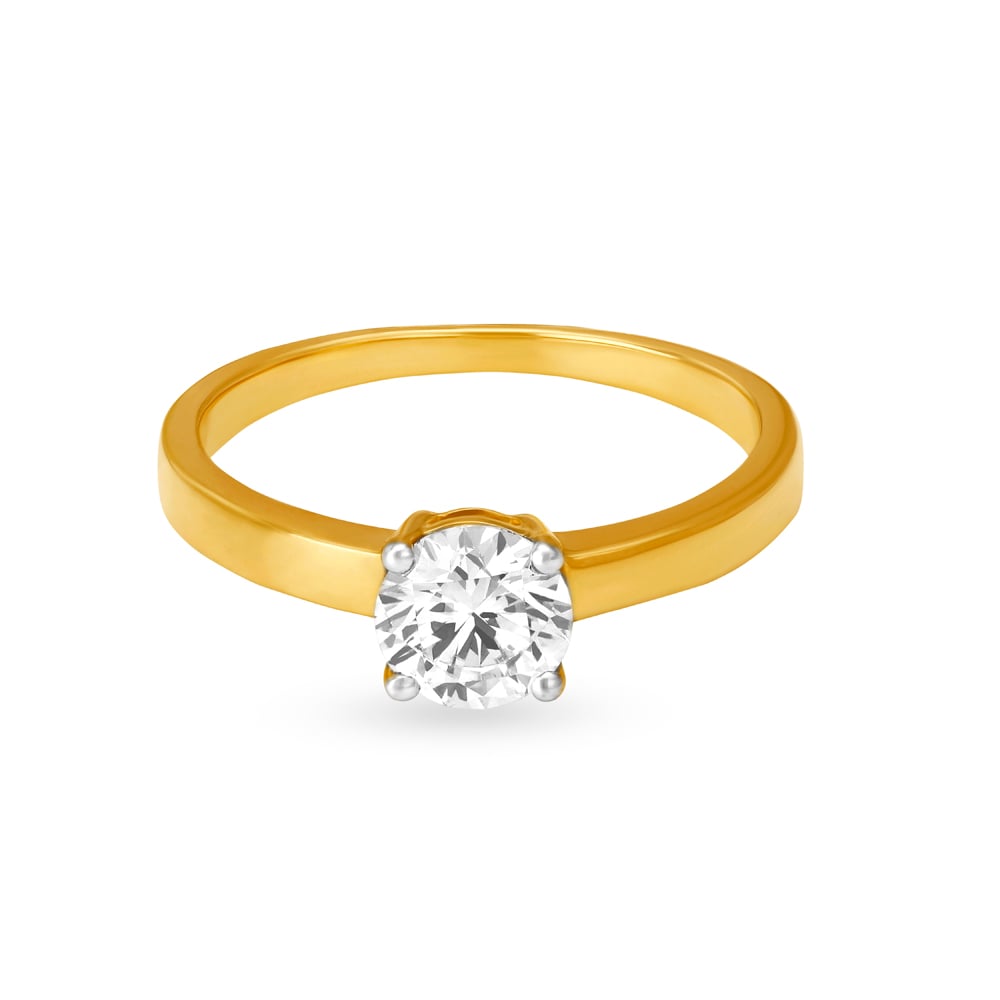 Scintillating 18 Karat Yellow Gold Solitaire Finger Ring,,hi-res image number null