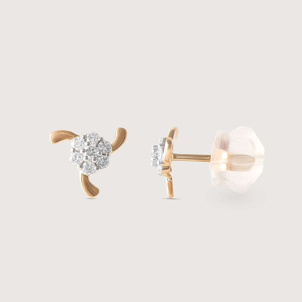 Dainty Whispers Gold & Diamond Stud Earrings