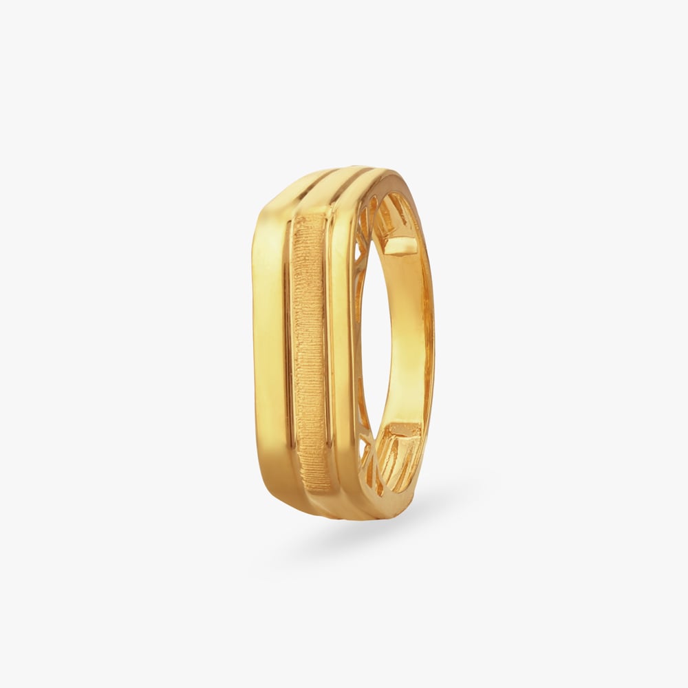 Sleek Rectangular Gold Ring,,hi-res image number null