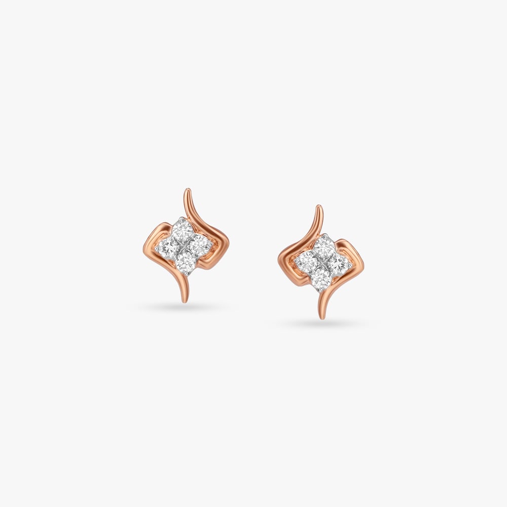 Ribbon Radiance Diamond Stud Earrings,,hi-res image number null