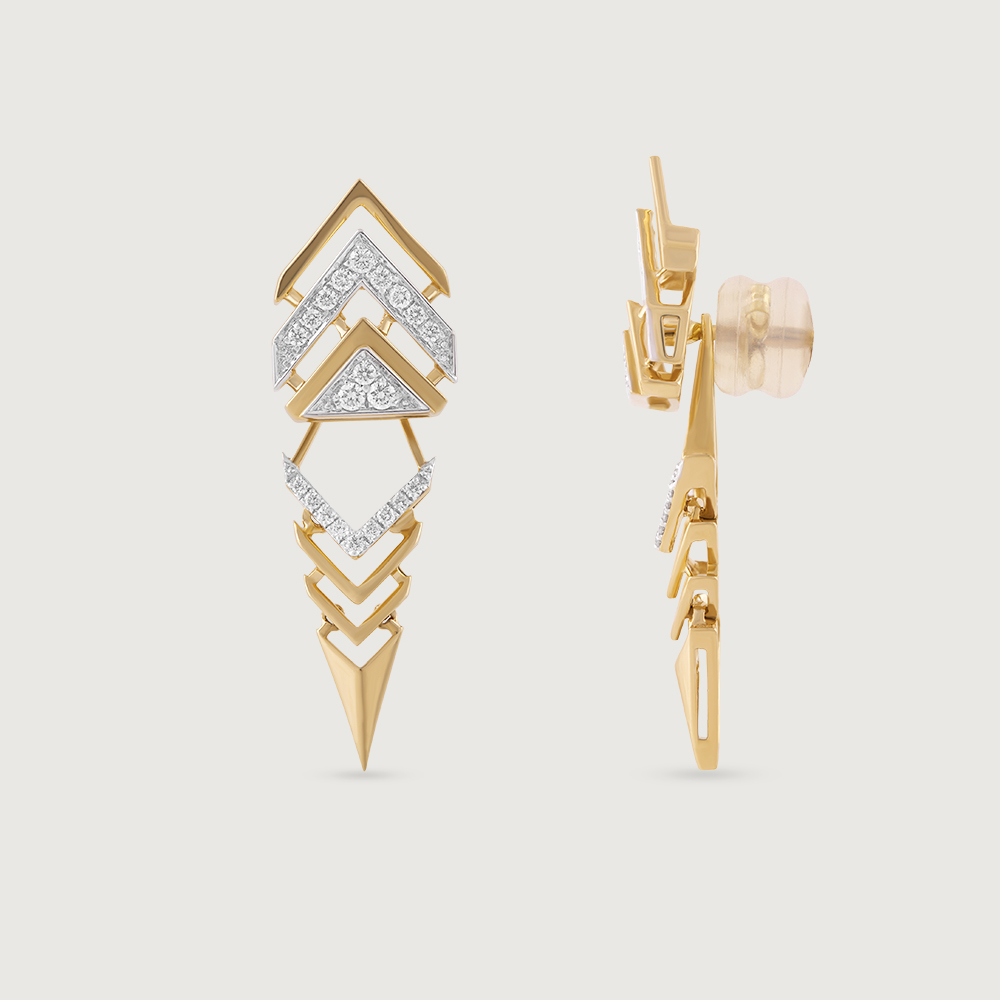 Zigzag Spark Gold & Diamond Drop Earrings,,hi-res image number null