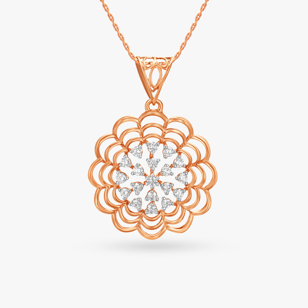 Poised Floral Diamond Pendant and Earrings Set,,hi-res image number null