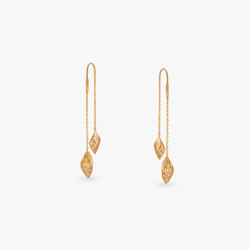 Lustrous Twist Gold Drop Earrings,,hi-res image number null