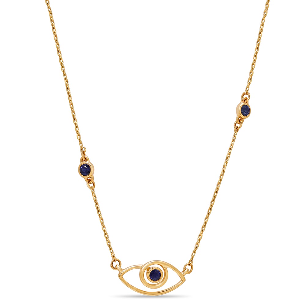 14KT Yellow Gold Minimalist Evil Eye Necklace,,hi-res image number null