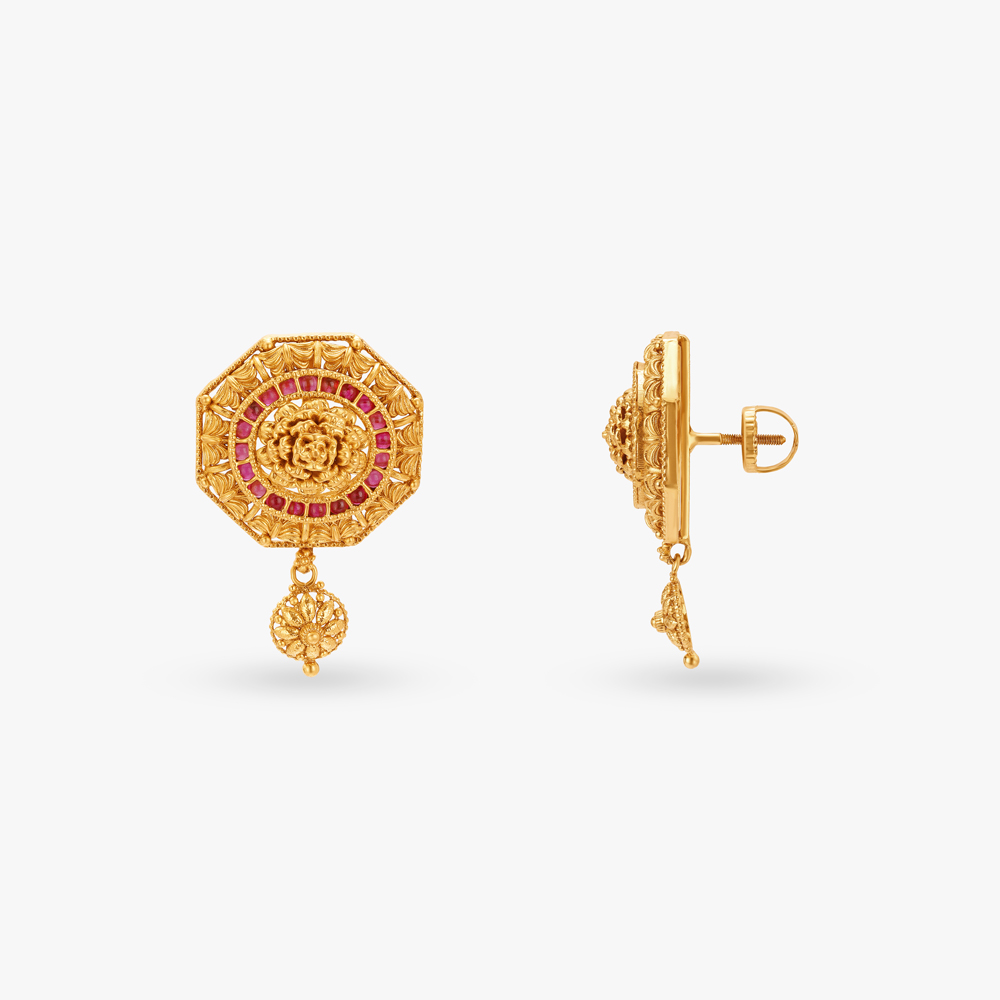 Grandeur Floral Gold Choker Set,,hi-res image number null