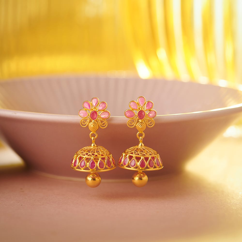 

Opulent Ruby Jhumkas
