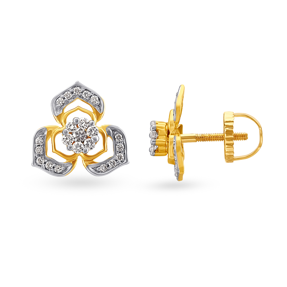 Captivating Traditional Floral Diamond Stud Earrings,,hi-res image number null