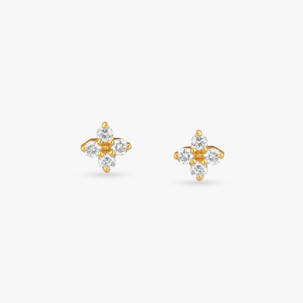 Dainty Daisy Diamond Stud Earrings,,hi-res image number null