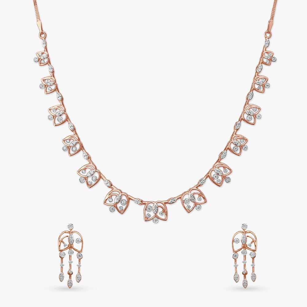 

Floral Cascade Diamond Necklace Set