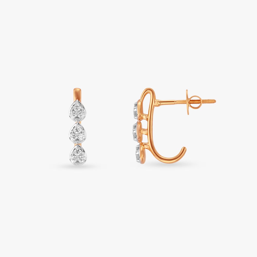 Falling Pear Diamond Hoop Earrings,,hi-res image number null