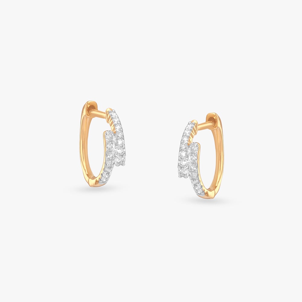 Parallel Shift Diamond Gold Hoop Earrings,,hi-res image number null
