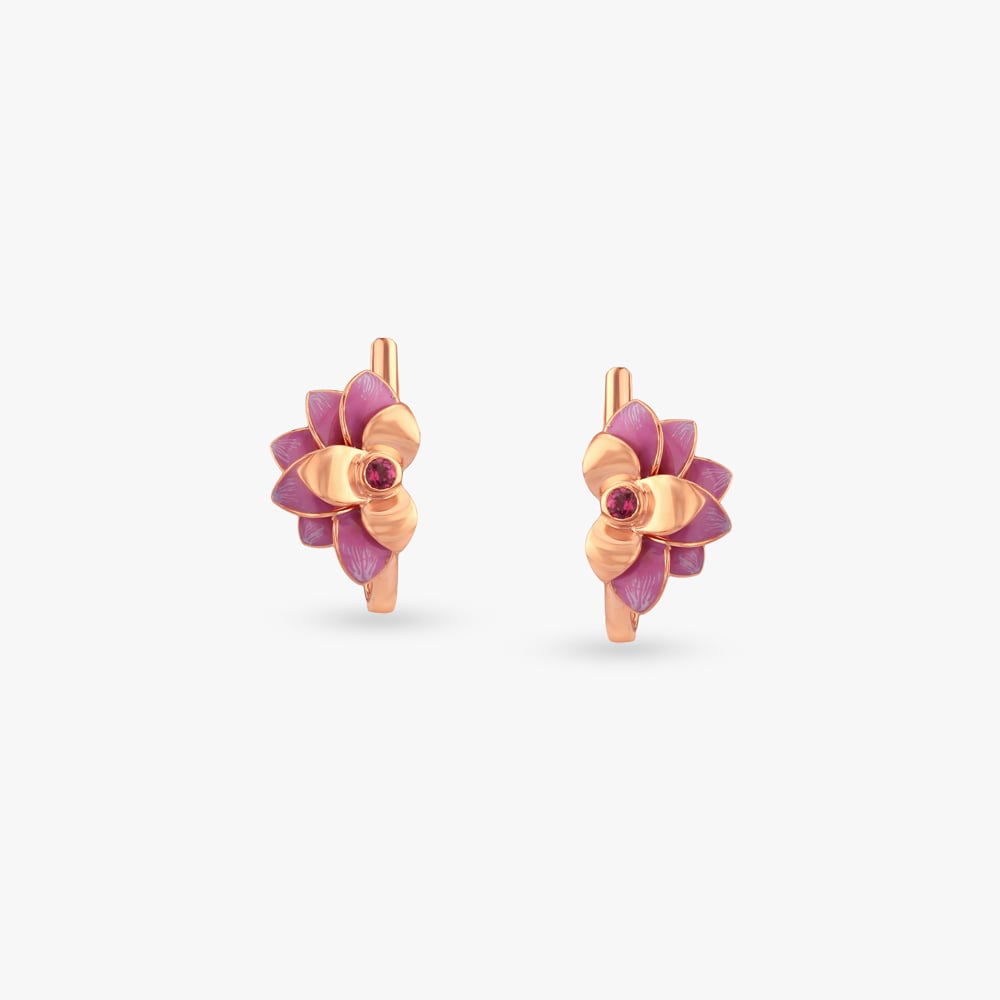 Lotus Blush Gold Hoop Earrings,,hi-res image number null