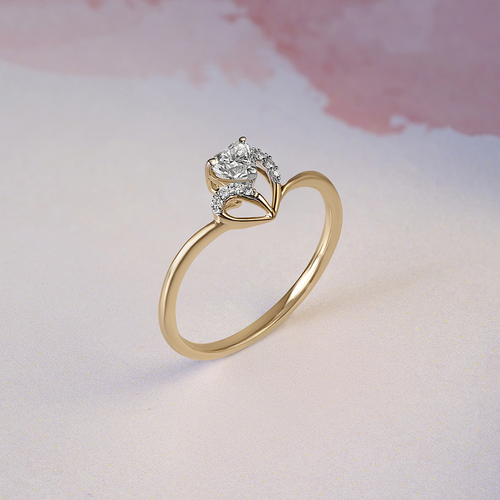Heartfelt Radiance 14 kt Gold & Diamond Finger Ring,,hi-res image number null