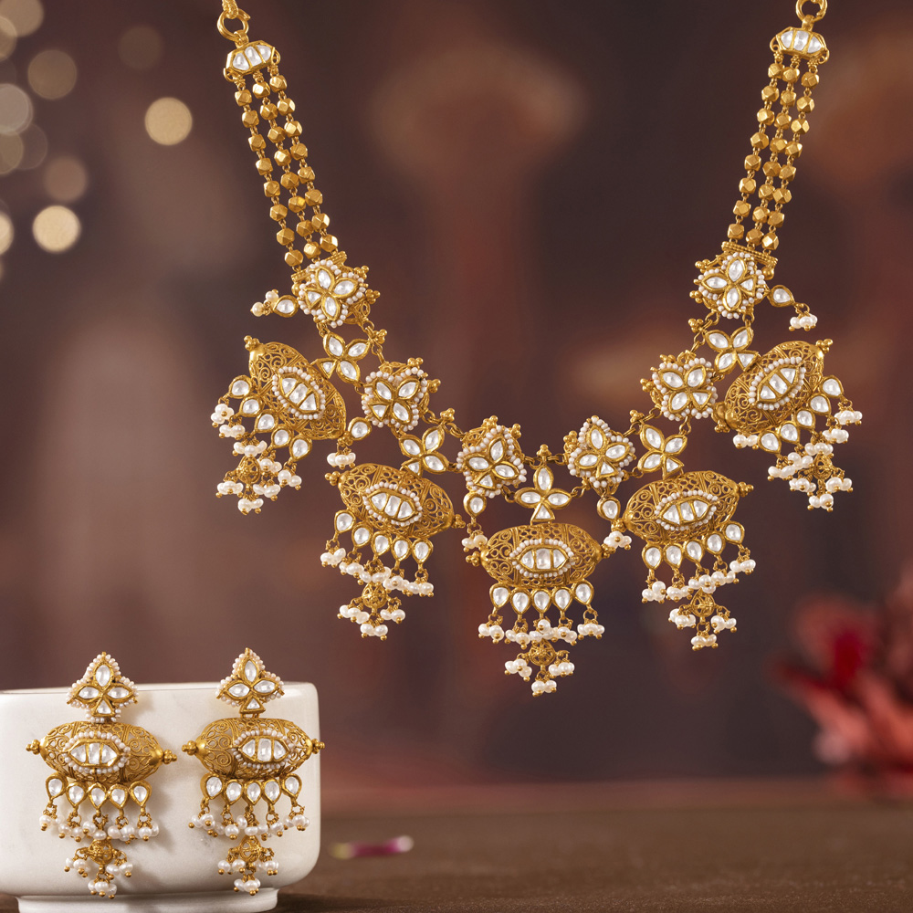 Kaali-Ghaati Splendour Gold Necklace set,,hi-res image number null