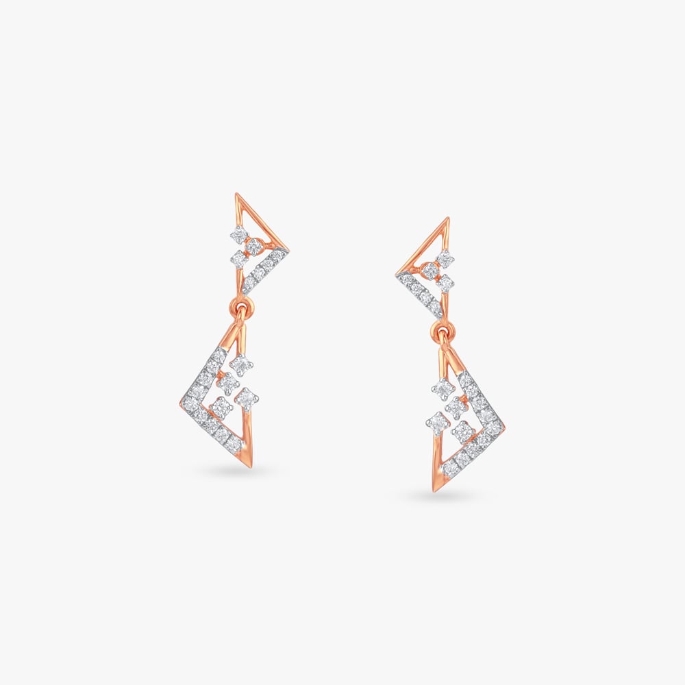 Zigzag Glint Diamond Drop Earrings,,hi-res image number null