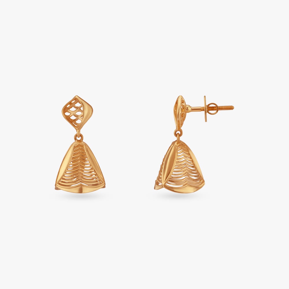 

Lattice Charm Gold Jhumka Earrings