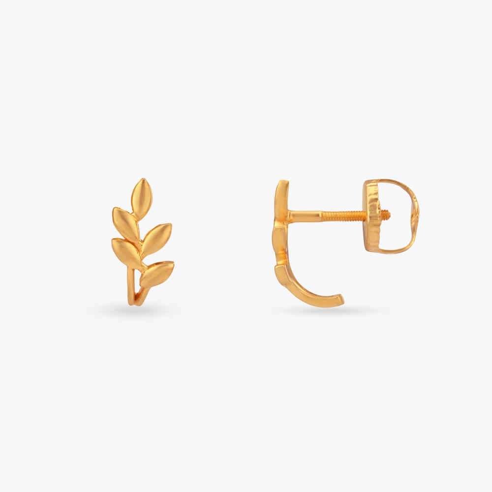 Leaf Trail Gold Stud Earrings,,hi-res image number null