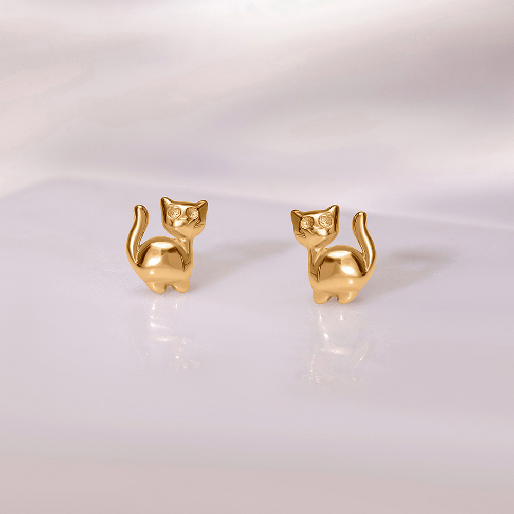 Kitty Couture 18KT Gold Stud Earrings,,hi-res image number null