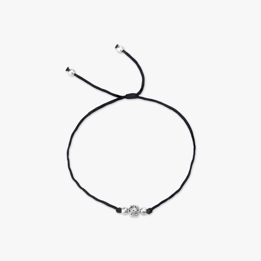 Floral Charm Silver Anklet,,hi-res image number null