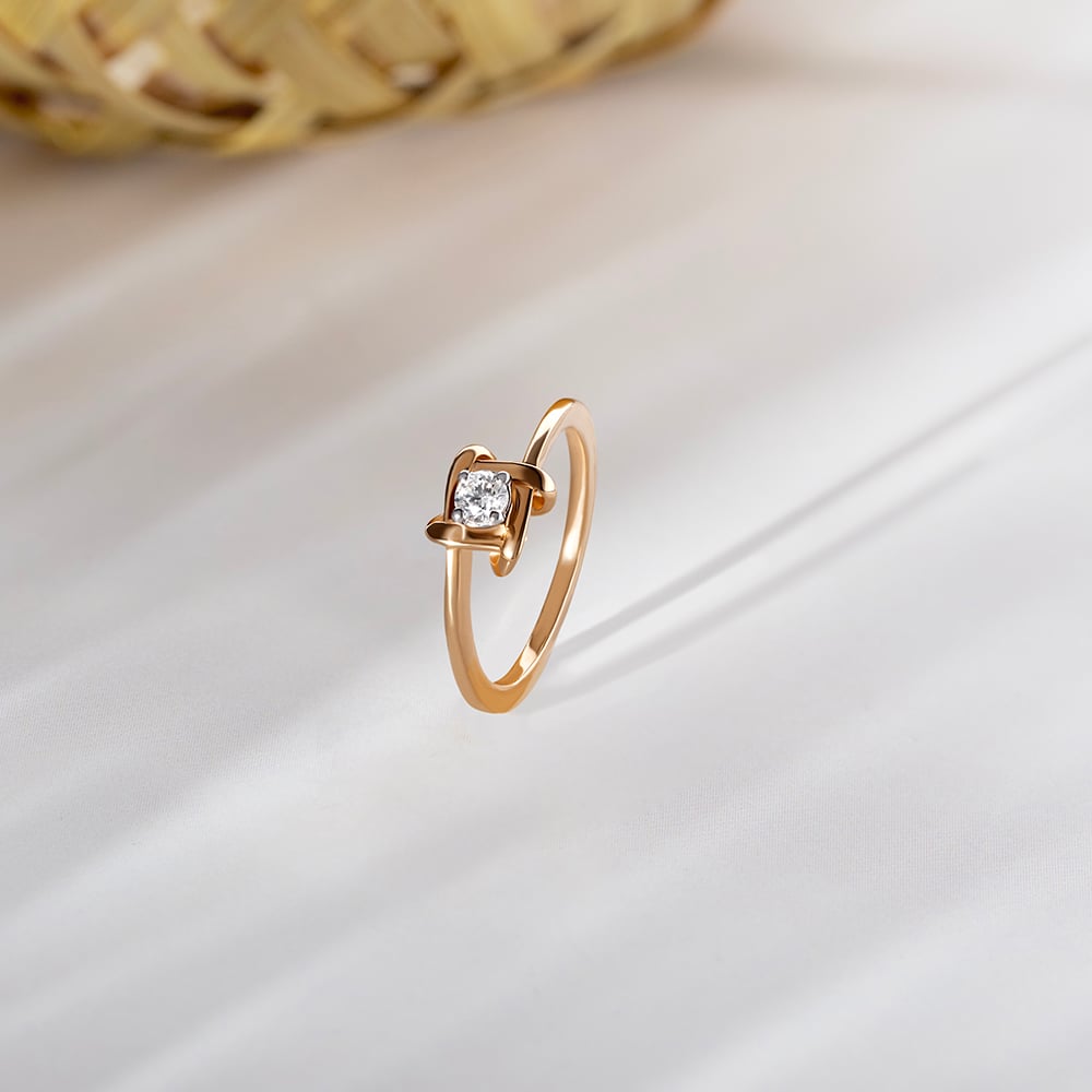 Basketry Elegance Gold and Diamond Finger Ring,,hi-res image number null