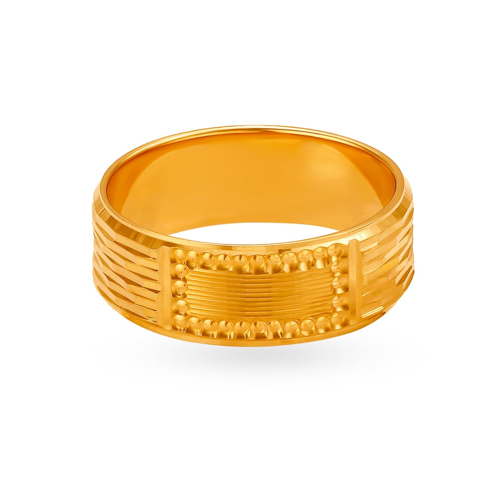 Textured Broad Gold Ring For Men,,hi-res image number null