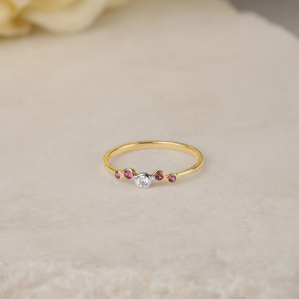 Pink Sapphire Sonata 14KT Gold & Diamond Ring,,hi-res image number null