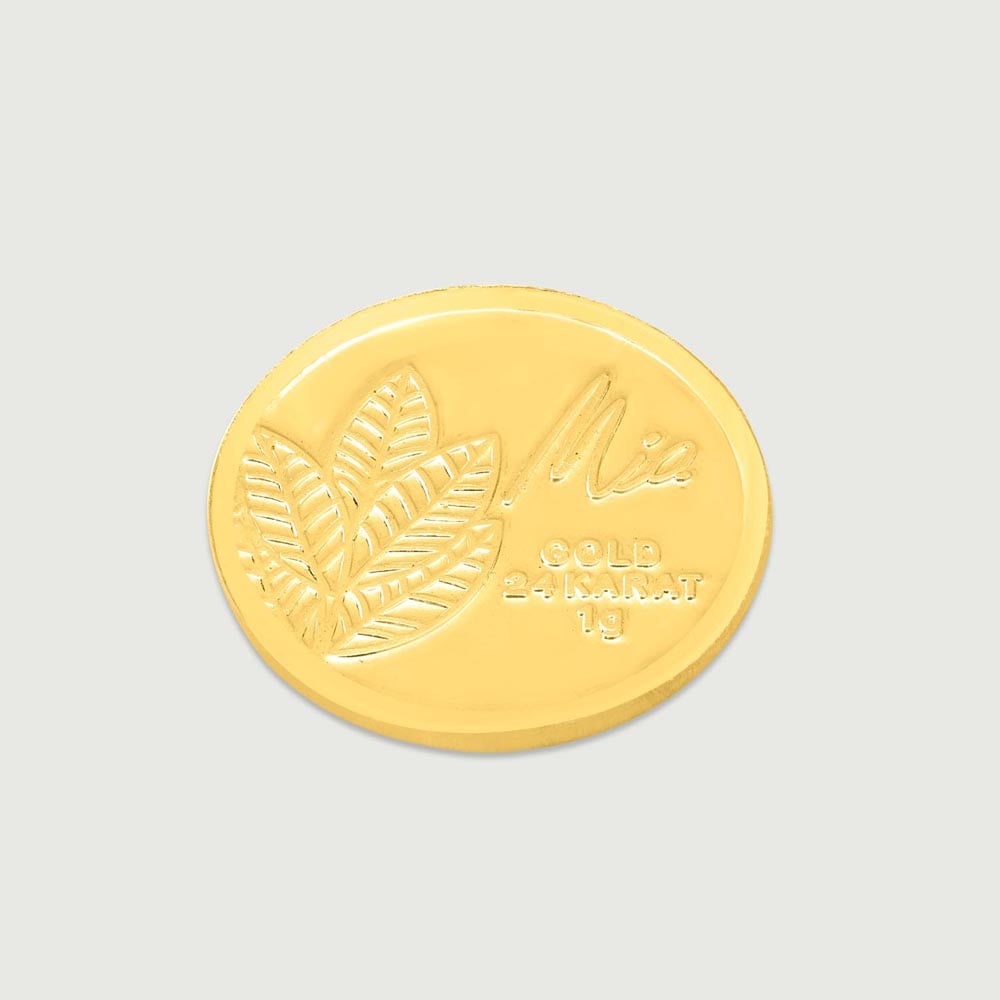 1 GM 24 Karat Traditional Mango Leaf Gold Coin,,hi-res image number null