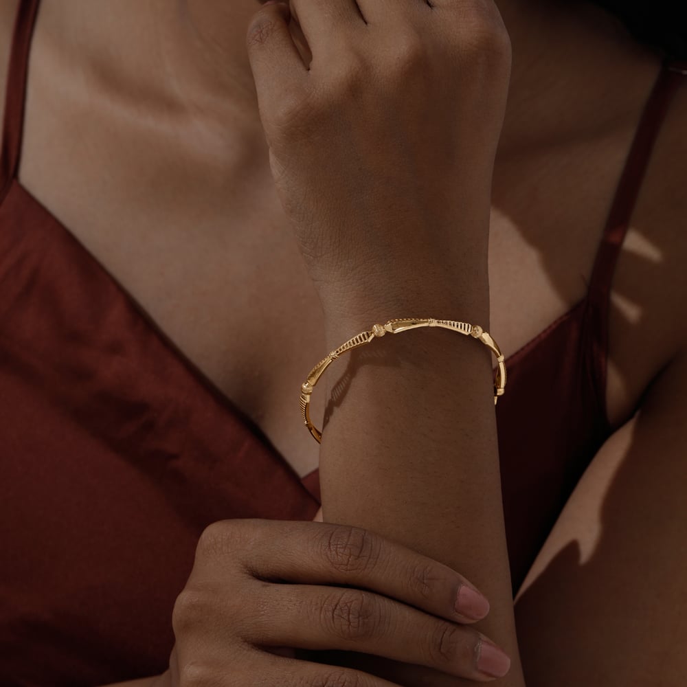 Rhythmic Facet Gold Bangle,,hi-res image number null