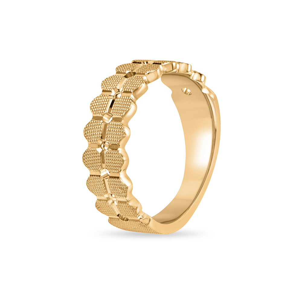 Gleaming Asymmetric Eternity Diamond Ring in Yellow and Rose Gold