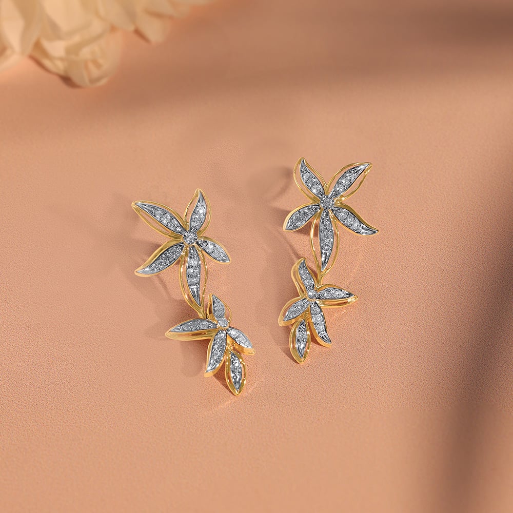 Blossom Cascade Diamond Drop Earrings,,hi-res image number null