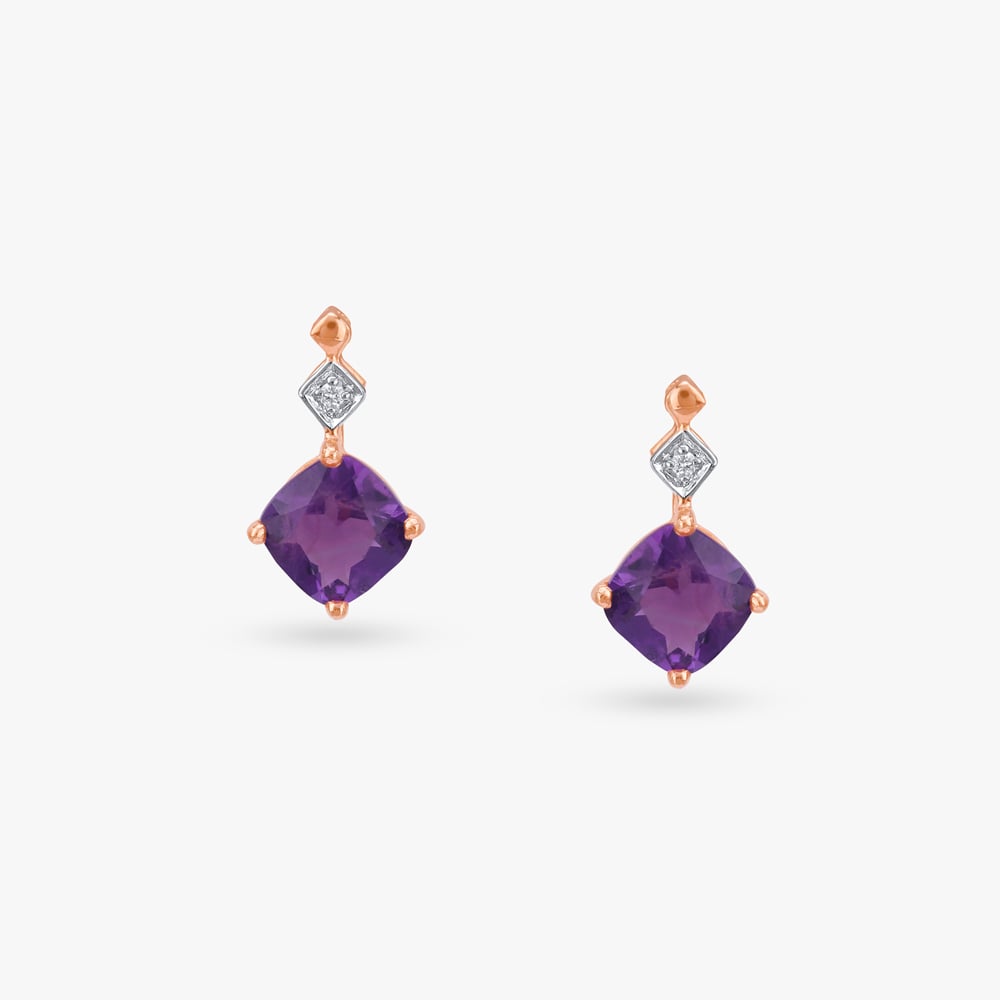 Amethyst Glint Diamond Stud Earrings,,hi-res image number null