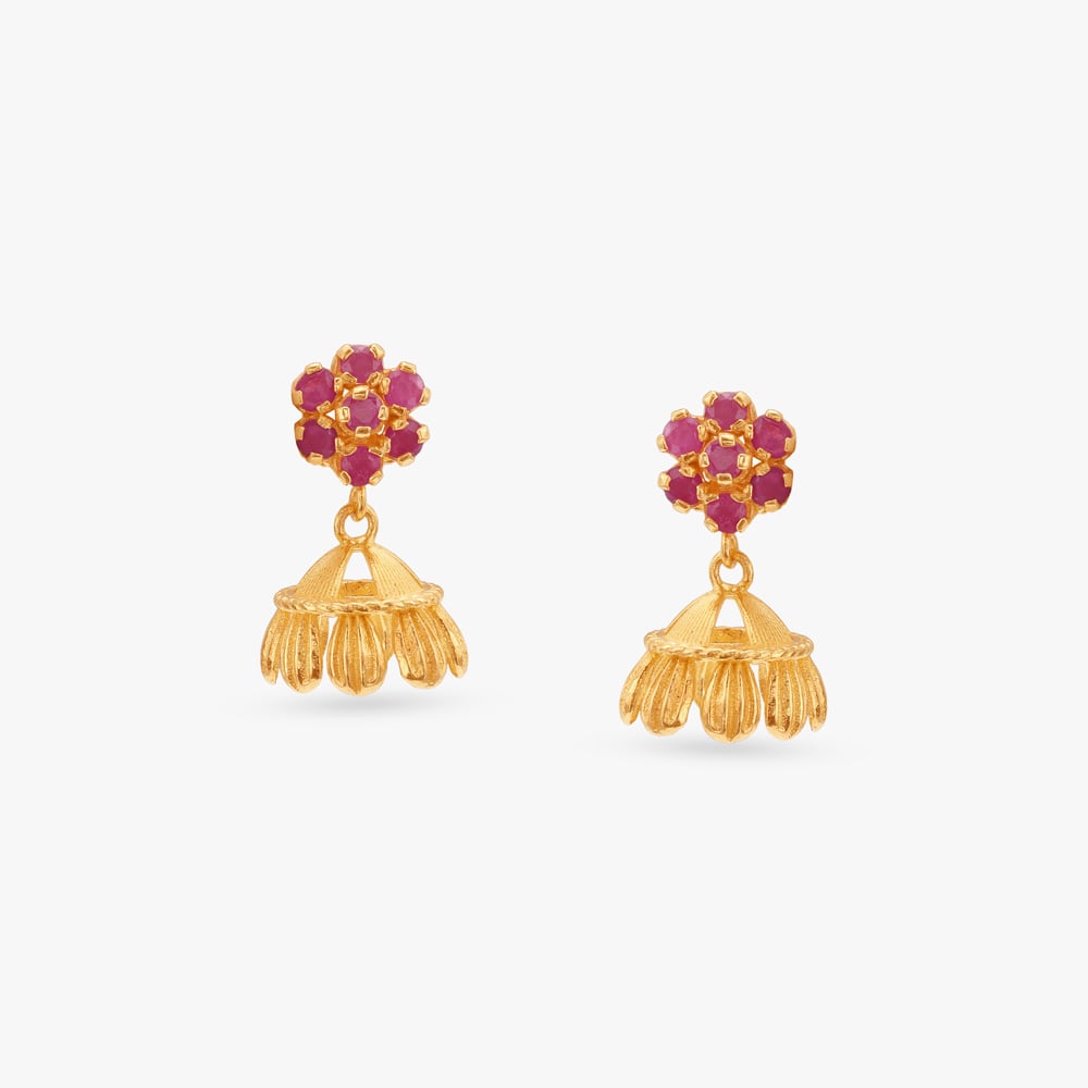 

Playful Regal Ruby Jhumka Earrings