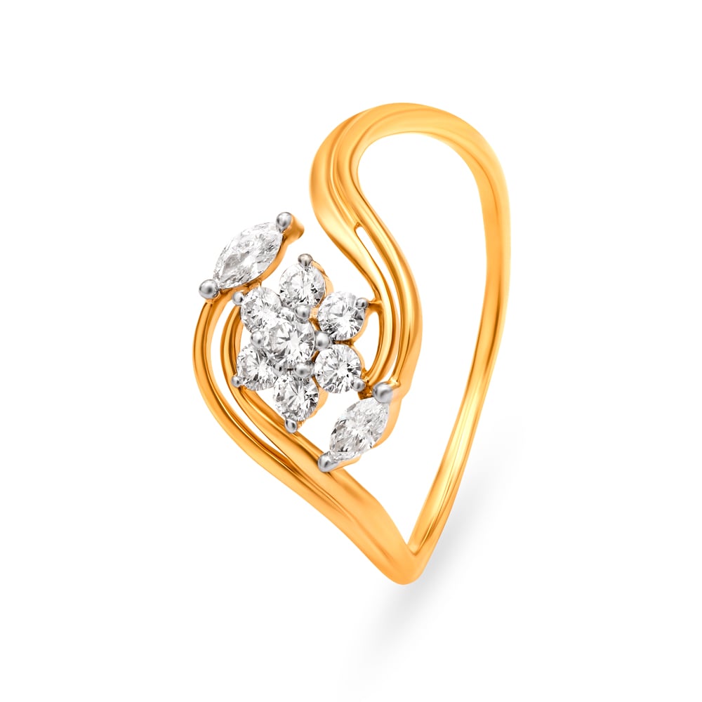 Scintillating 18 Karat Yellow Gold And Diamond Floral Ring,,hi-res image number null