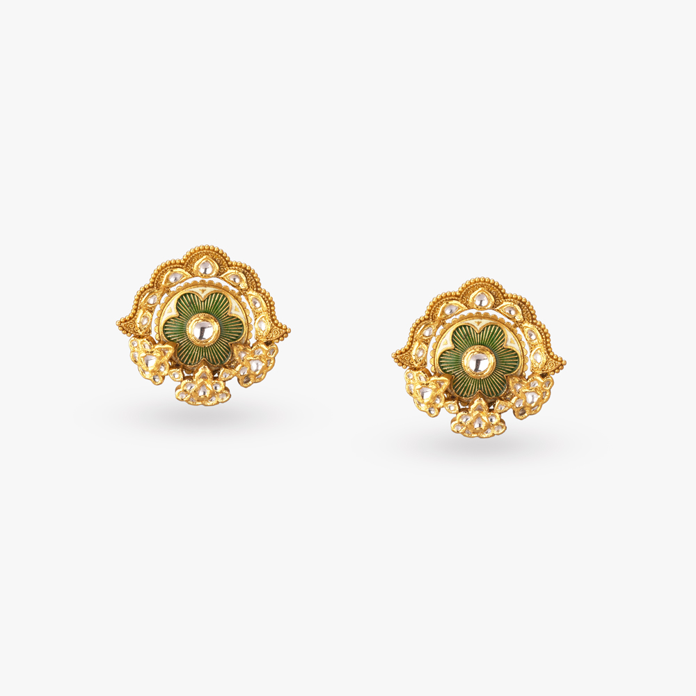 Enamel Etched Gold Pendant and Earrings Set,,hi-res image number null