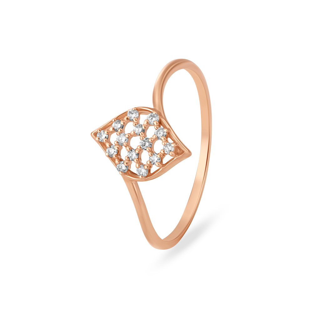 Eccentric Floral Diamond and Rose Gold Finger Ring,,hi-res image number null