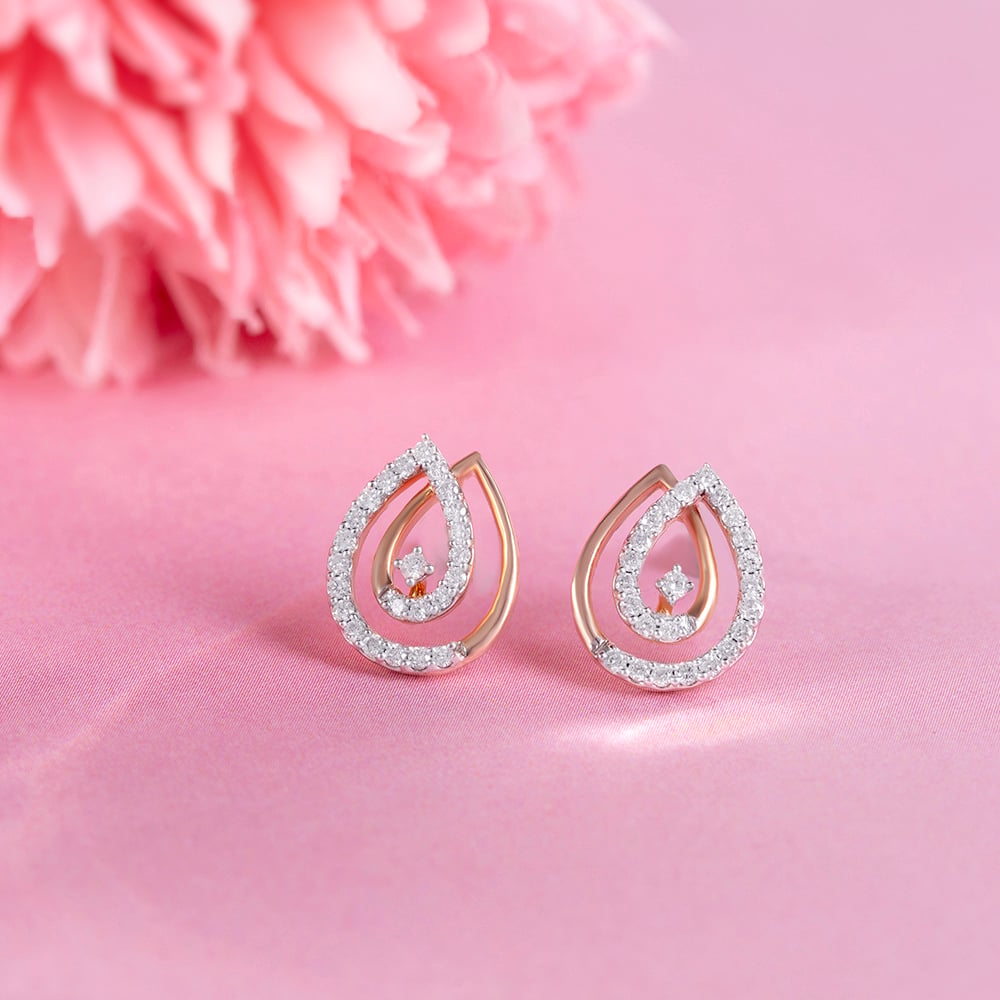 Classic Rose Gold & Diamond Studs Earrings,,hi-res image number null