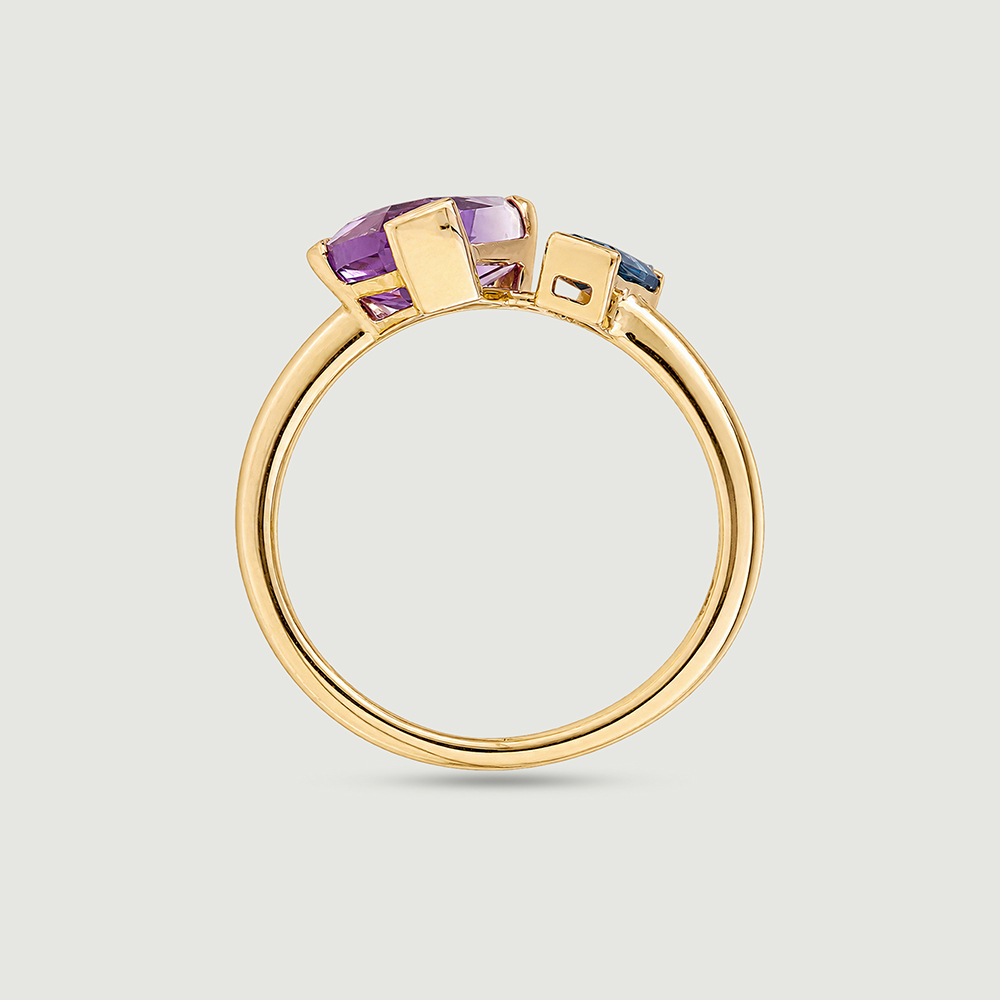 Sleek Faceted Amethyst and Topaz Ring,,hi-res image number null