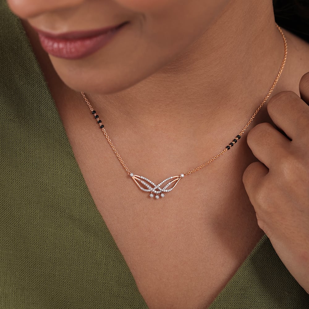 Flight of Elegance 14 Kt Gold and Diamond Mangalsutra,,hi-res image number null