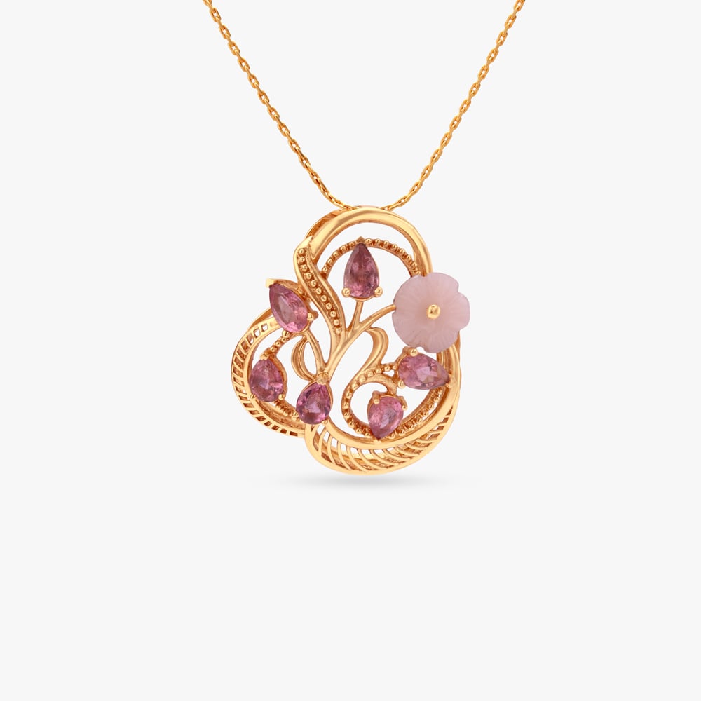 Sculpted Floral Gold Pendant,,hi-res image number null