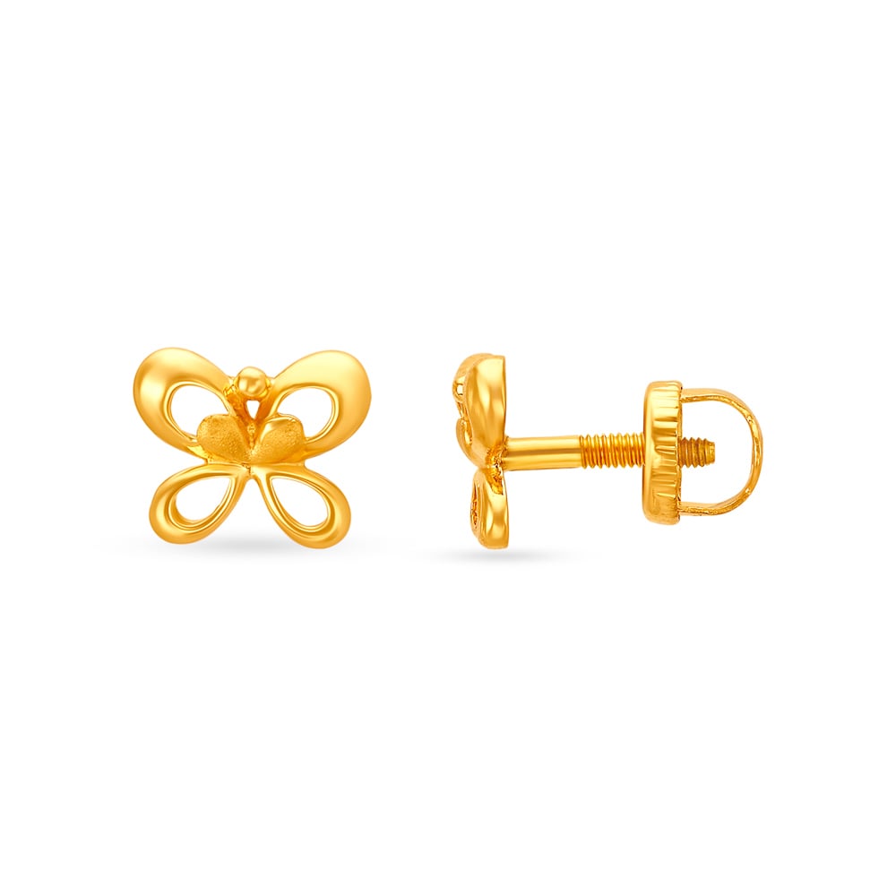 

Contemporary Gold Butterfly Stud Earrings For Kids